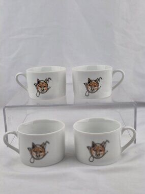 Vintage Ann Chapman Galena Il Coffee Mugs  Red Fox Hunting Motif  Set of 4